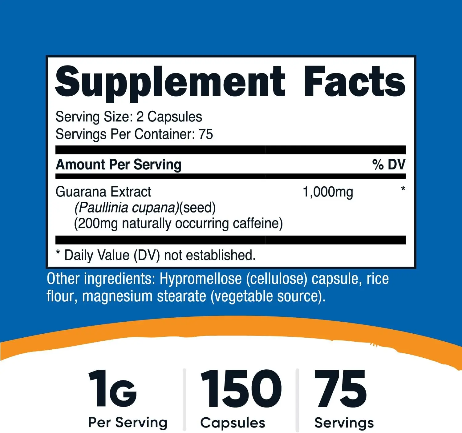 Nutricost Guarana Natural Caffeine 1000mg Capsules